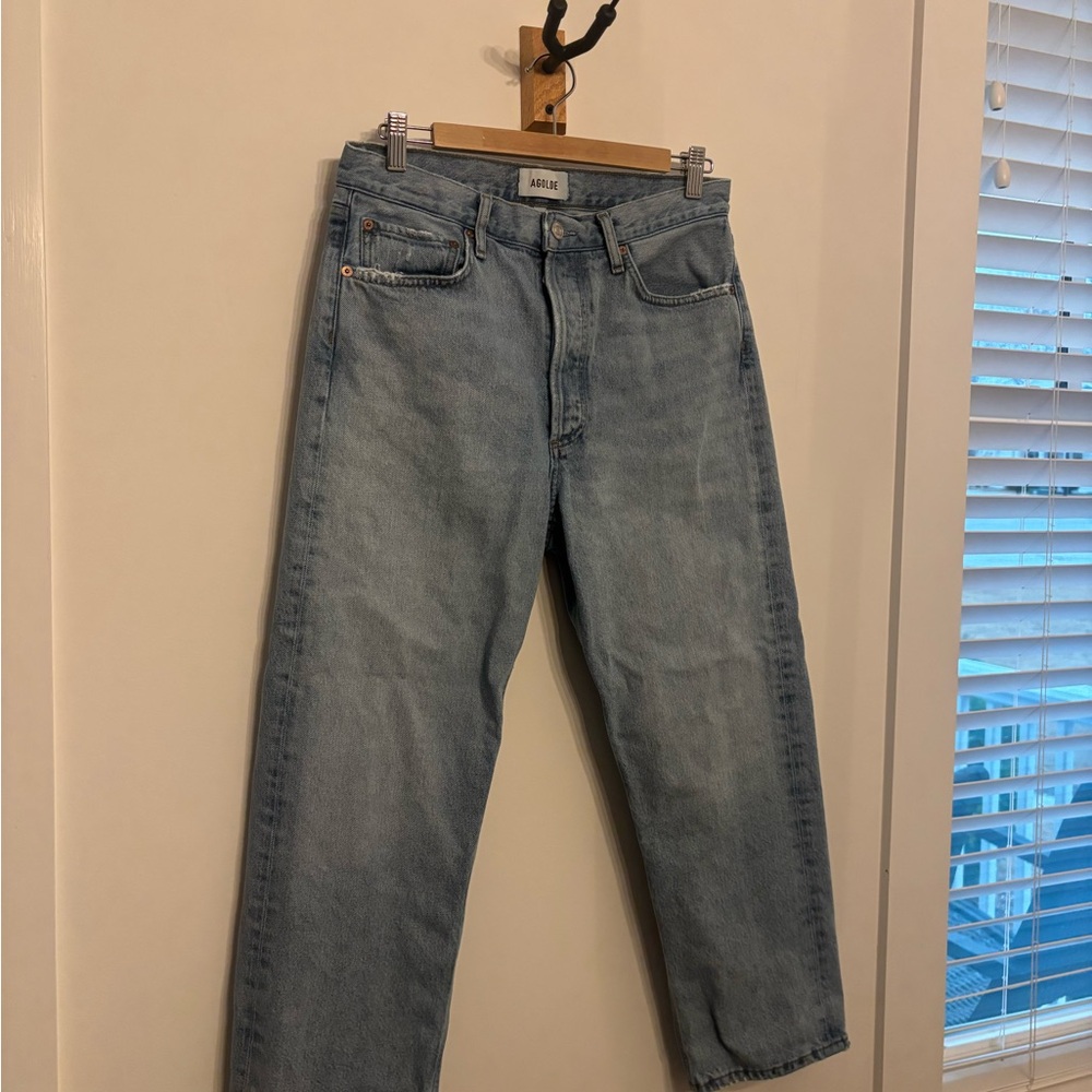 AGOLDE 90 Crop Mid Rise Loose Straight Jeans w:28
